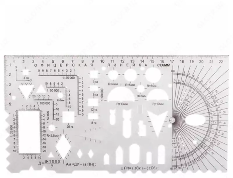 Курсантская измерительная линейка № 2 Стамм гибкая  22 см  печатная шкала (Арт. - ТТ04) Прозрачная