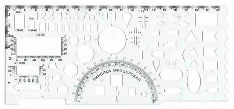 Офицерская линейка Стамм гибкая  20 см  печатная шкала (Арт. - ТТ03) Прозрачная