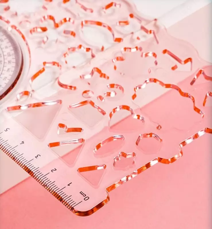   Измерительная пластиковая линейка-трафарет Deli 18 см  ПВХ уп. 2 шт. (Арт. -118-VC) Ассортимент