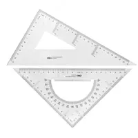Комплект геометрических линеек Deli угольник + транспортир 23 см  ПВХ уп. 2 шт. (Арт. - 6425) Прозрачный