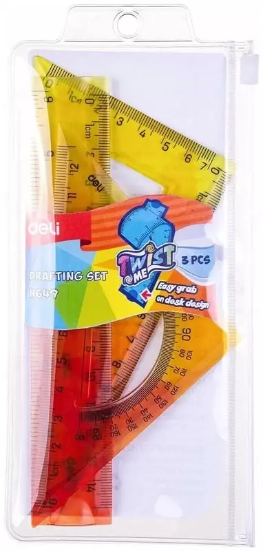   Комплект пластиковых линеек Deli Twist Me 15 см  3 шт.  ПВХ уп. (Арт. - 649-H) Ассортимент