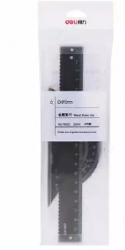  Комплект металлических линеек Deli 20 см  4 шт.  ПВХ уп. (Арт. - 79522-bk) Черный - 