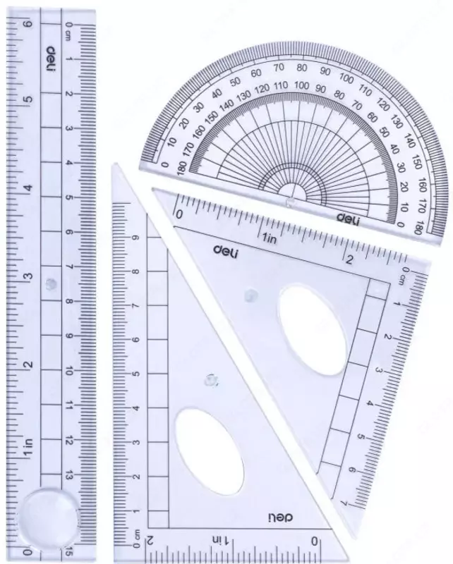 Комплект пластиковых линеек Deli 15 см  4 шт.  ПВХ уп. (Арт. - 9597) Прозрачный
