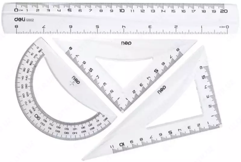 Комплект пластиковых линеек Deli Рioneer  20 см  4 шт.  ПВХ уп. (Арт. - 00412-EG) Прозрачный