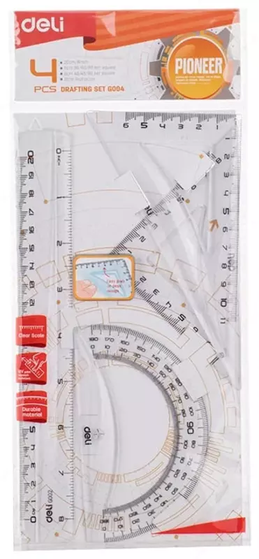  Комплект пластиковых линеек Deli Рioneer  20 см  4 шт.  ПВХ уп. (Арт. - 00412-EG) Прозрачный OOO Smart Choice Kans