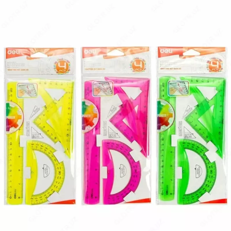 Plastik olchagichlar toplami Deli Rioneer  20 sm  4 dona  PVX oram. (Art. - 00402-EG) Neon assortimenti