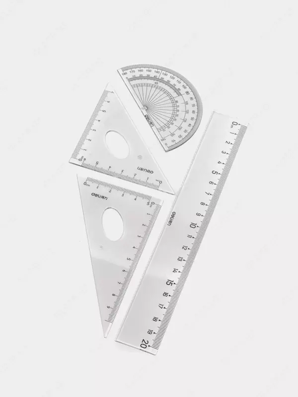  Комплект пластиковых линеек Deli 20 см  4 шт.  ПВХ уп. (Арт. - 79530) Прозрачный - 