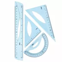 Комплект пластиковых линеек Deli 20 см  4 шт.  ПВХ уп. (Арт. - 12-EH) Голубой