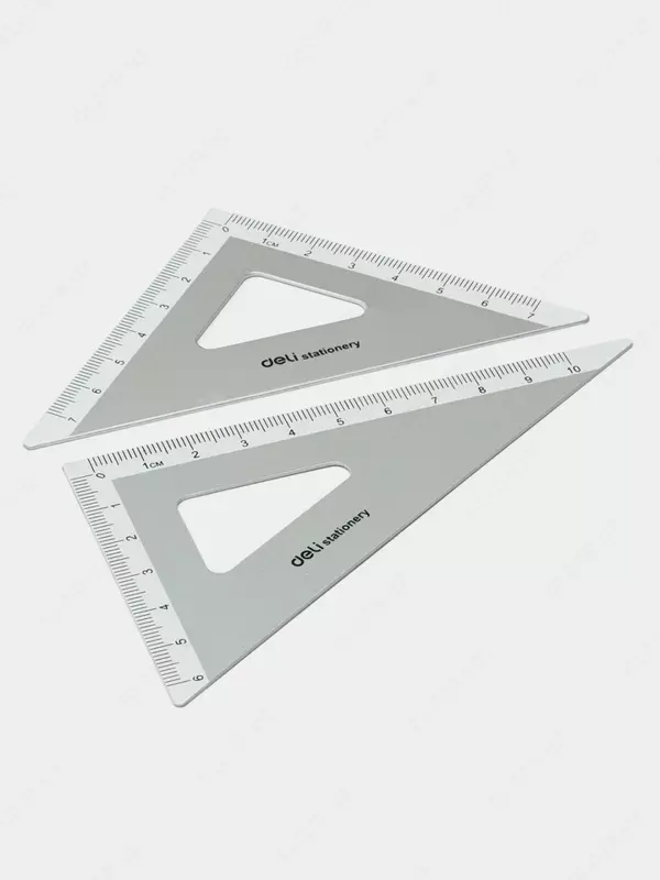 Комплект металлических треугольных линеек Deli 10  и 7 см  2 шт.  ПВХ уп. (Арт. - 6216) Серый