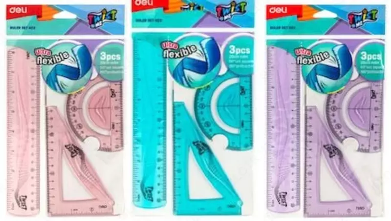 Комплект пластиковых линеек Deli Twist Me ультра гибкий  20 см  3 шт.  ПВХ уп. (Арт. - 22-EH) Ассортимент