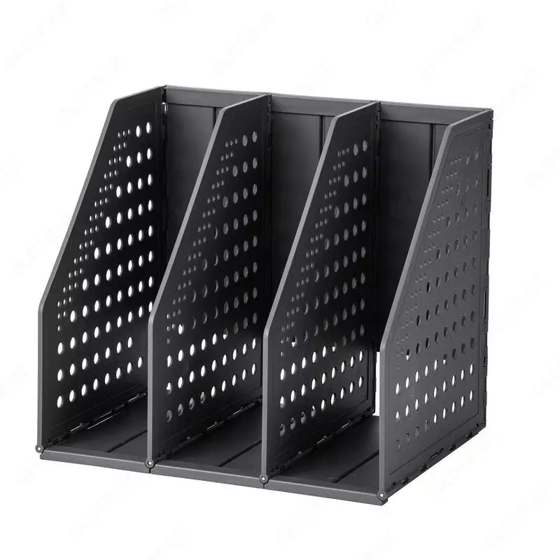 Лоток пластиковый для документов Deli 200 × 150 × 180 мм  3 отд. (Арт. -506-ТВ) Темно серый