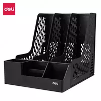 Лоток-органайзер пластиковый для документов Deli 255 × 320 × 275 мм  3 отд. (Арт. - 00122-EZ) Черный