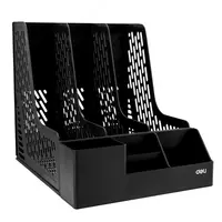  Лоток-органайзер пластиковый для документов Deli 255 × 320 × 275 мм  3 отд. (Арт. - 00122-EZ) Черный - 