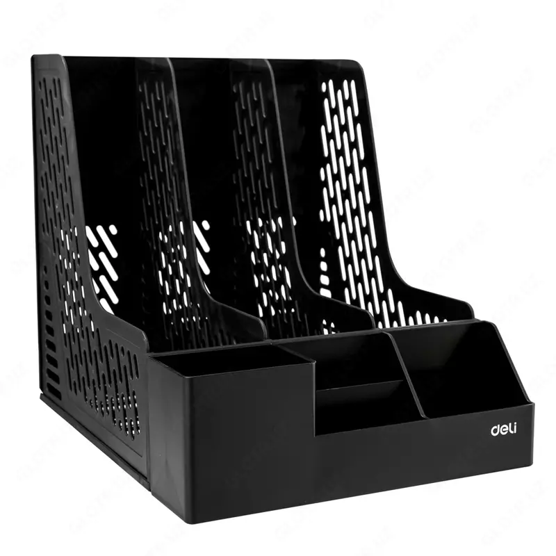  Лоток-органайзер пластиковый для документов Deli 255 × 320 × 275 мм  3 отд. (Арт. - 00122-EZ) Черный - 