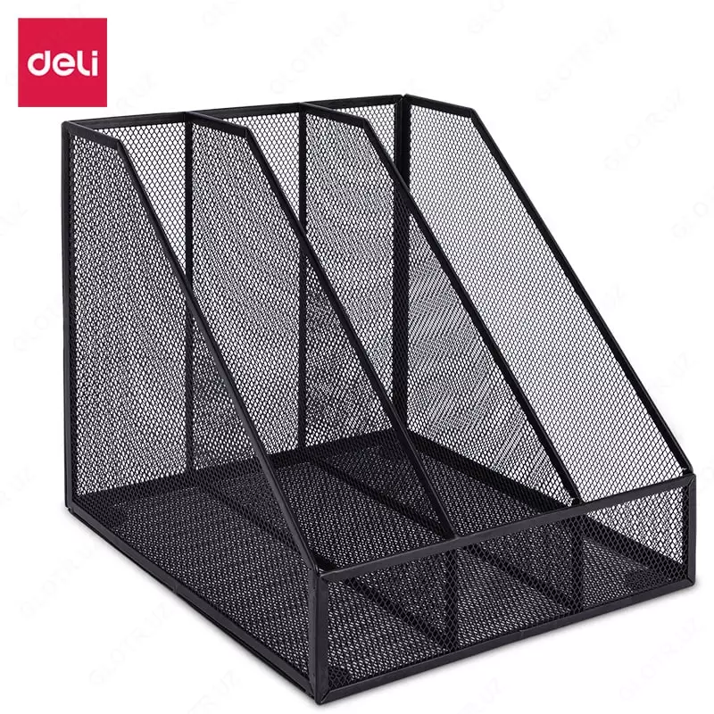 Лоток металлический для документов Deli 235 x 258 x 255 мм  3 отд. (Арт. -78985) Черный