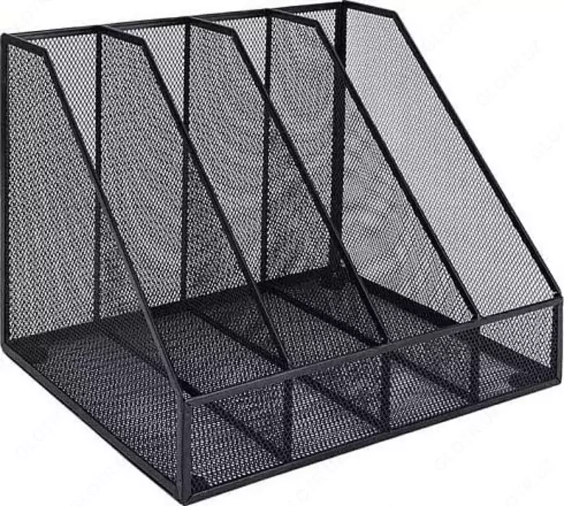 Лоток металлический для документов Deli 310 х 260 х 255 мм  4 отд. (Арт. -78986) Черный