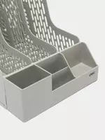  Hujjatlar uchun plastik organizator laganda Deli 255 × 320 × 275 mm  3 bolinma. (Art. - 00112-EZ) Ochiq/kulrang - 