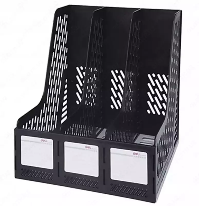  Hujjatlar uchun plastik laganda Deli vertikal  255 x 258 x 262 5 mm  3 bolim. (-9833-modda) Qora - 