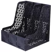 Лоток пластиковый для документов Deli 240 × 240× 225 мм  3 отд. (Арт. - 9845) Черный