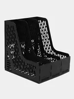  Лоток пластиковый для документов Deli 240 × 240× 225 мм  3 отд. (Арт. - 9845) Черный - 