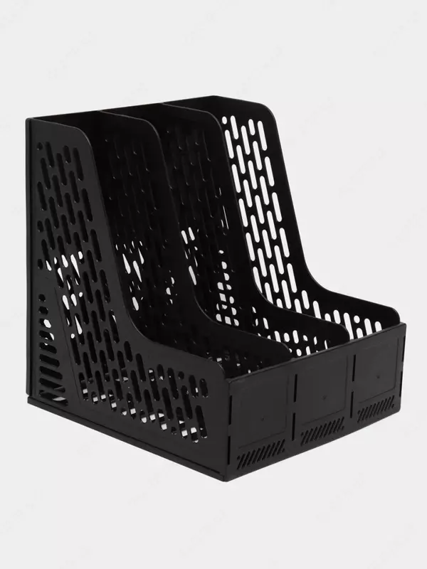  Лоток пластиковый для документов Deli 240 × 240× 225 мм  3 отд. (Арт. - 9845) Черный - 