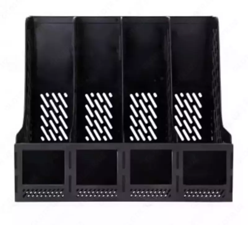  Лоток пластиковый для документов Deli вертикальный  326 × 275 × 257 мм  4 отд. (Арт. - 9846) Черный - 