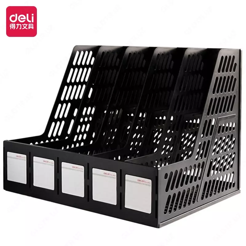Лоток пластиковый для документов Deli вертикальный  340 x 250 x 260 мм  5 отд. (Арт. - 9835) Черный
