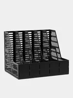  Лоток пластиковый для документов Deli вертикальный  340 x 250 x 260 мм  5 отд. (Арт. - 9835) Черный - 