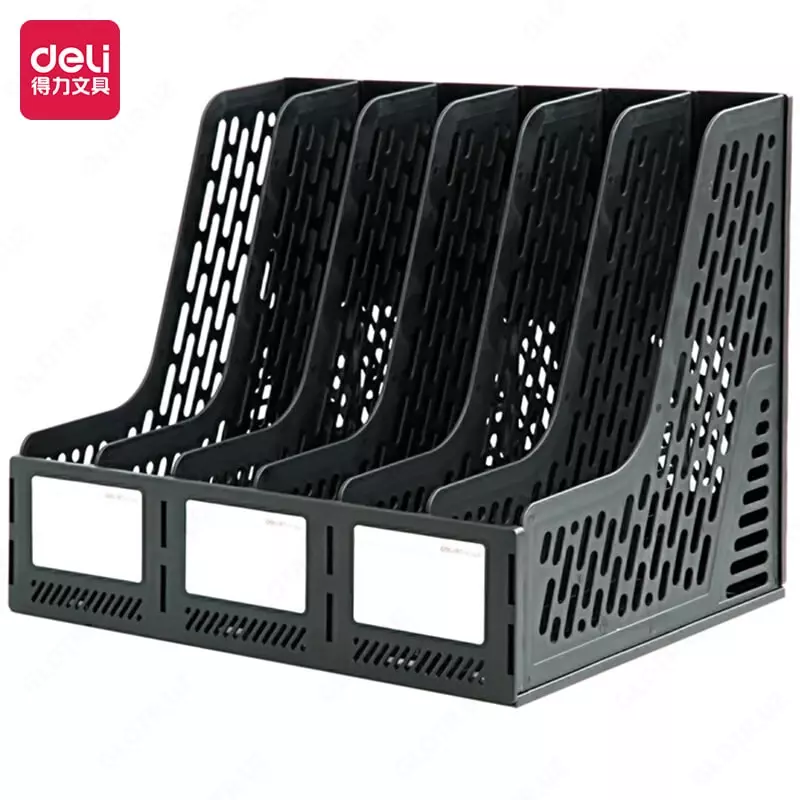 Лоток пластиковый для документов Deli  складной  340 x 255 x 270 мм  6 отд. (Арт. - 9839) Черный