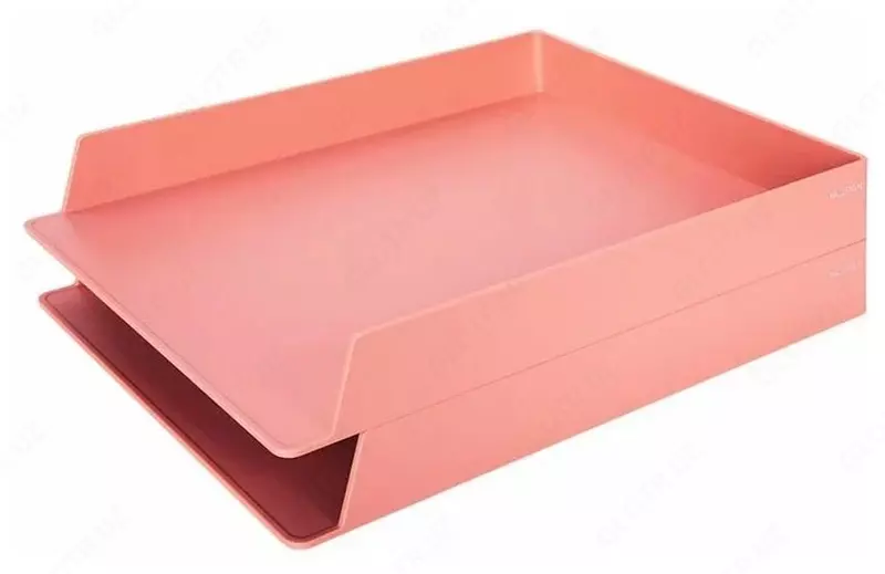 Лоток пластиковый для документов Deli Nusign  горизонтальный  325 x 240 x 45/45 мм  2 яруса. (Арт. - 021-NS-pn) Темно/розовый