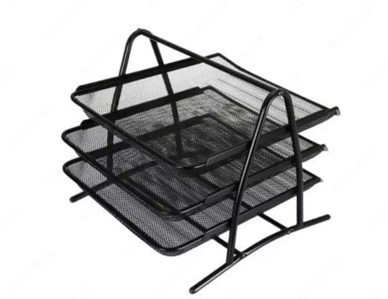   Deli hujjatlari uchun metall laganda  gorizontal  350 x 278 x 275 mm  3 qavat. (- 9181-modda) Qora