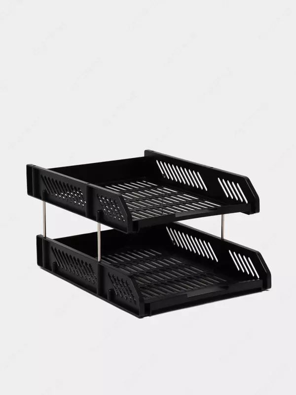 Лоток сборный пластиковый для документов Deli  горизонтальный  295 х 355 х 30/30 мм  2 яруса. (Арт. - 9208) Черный