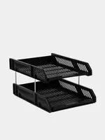 Лоток сборный пластиковый для документов Deli  горизонтальный  295 х 355 х 30/30 мм  2 яруса. (Арт. - 9208) Черный