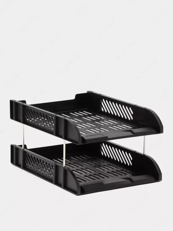 Лоток сборный пластиковый для документов Deli  горизонтальный  258 × 330 × 58/58 мм  2 яруса. (Арт. - 9216) Черный