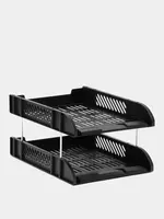 Лоток сборный пластиковый для документов Deli  горизонтальный  258 × 330 × 58/58 мм  2 яруса. (Арт. - 9216) Черный