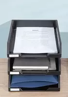  Лоток сборный пластиковый для документов Deli  горизонтальный  339 5 х 256 х 248 5 мм  3 яруса. (Арт. - 9206) Черный Только в розницу