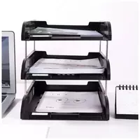   Лоток сборный пластиковый для документов Deli  горизонтальный  258 × 330 × 109 мм  3 яруса. (Арт. - 9217) Черный