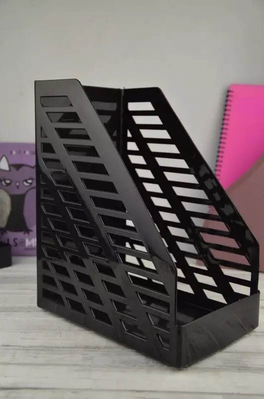  Лоток пластиковый для документов Стамм XXL  вертикальный  300 х 250 х 160 мм  1 отд. (Арт. - ОФ333) Черный - 