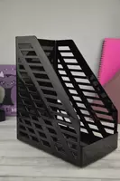  Лоток пластиковый для документов Стамм XXL  вертикальный  300 х 250 х 160 мм  1 отд. (Арт. - ОФ333) Черный - 