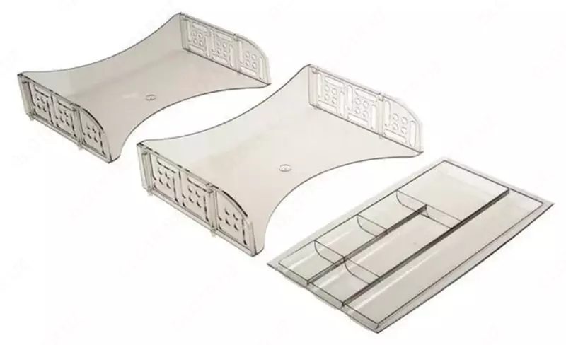  Лоток-органайзер пластиковый для бумаг Стамм Field  горизонтальный  335 х 225 х 78 мм  2 лотка/7 отд. (Арт. - ЛТ694) Тонир. серый - 