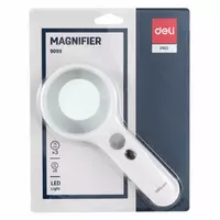 Ручная увеличительная лупа-ракетка Deli  LED подсветка   х3(х11)  D75 мм (Арт. - 9099) Белая