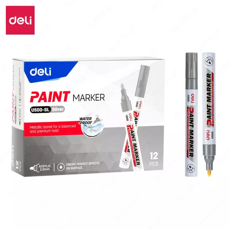 Doimiy marker Deli Paint U500  2 mm (Art. - 500-SL-U) Kumush