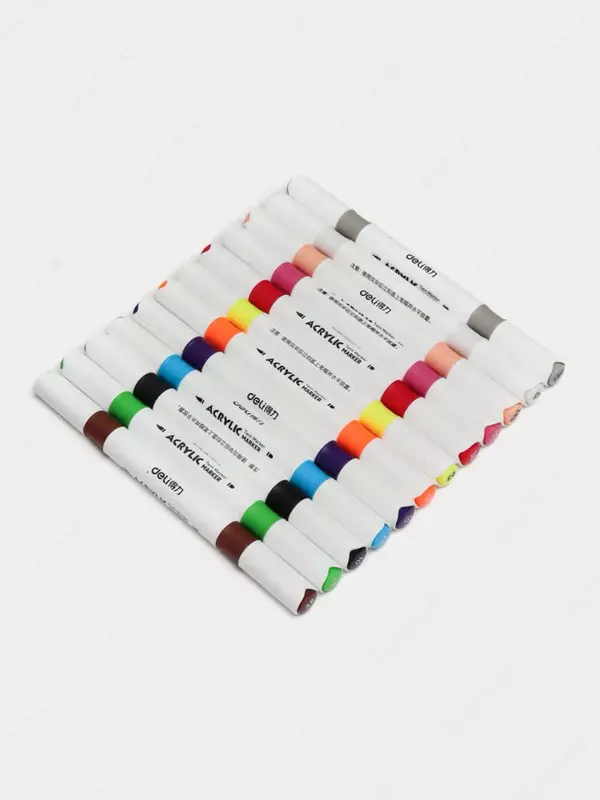  Упаковка акриловых маркеров Deli двусторонние  12 шт. (Арт. - 924-12-HM) Цветное ассорти - 