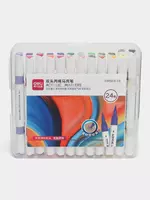  Упаковка акриловых маркеров Deli двусторонние  24 шт. (Арт. - 924-24-HM) Цветное ассорти Только в розницу