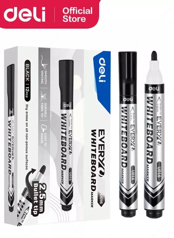 Маркер для флип-чарт досок Deli Everyu  2.5 мм (Арт. - 016-BK-EU) Черный