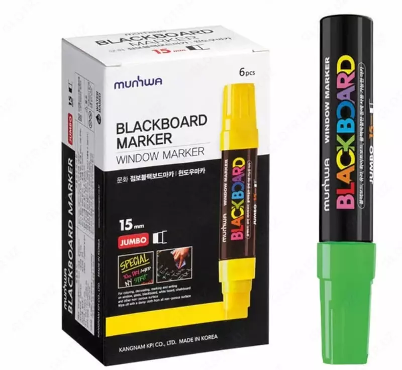   Маркер меловой MunHwa Black Board Jumbo  15 мм  стираемый (Арт. - JBM15-04) Зеленый