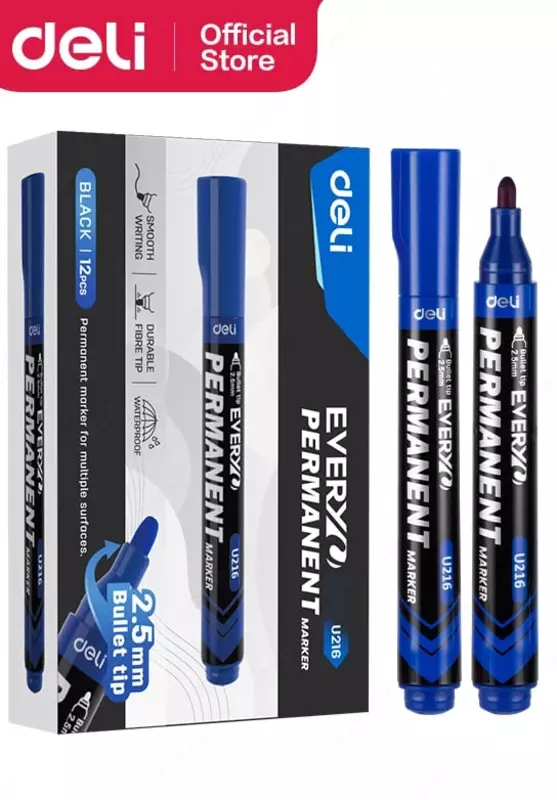 Перманентный маркер Deli Everyu  2.5 мм  круглый наконечн. (Арт. - 216-BL-EU) Синий