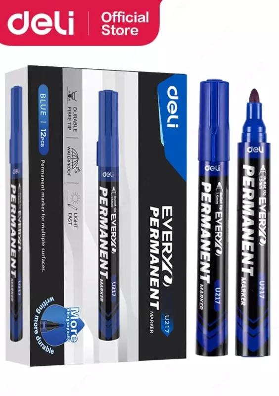 Перманентный маркер Deli Everyu  1.5 мм  круглый наконечн. (Арт. - 217-BL-EU) Синий