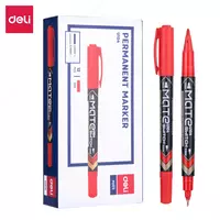 Перманентный маркер Deli Mate  0.5-1 мм  двусторонний (Арт. - 10440-EURD) Красный