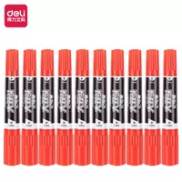 Перманентный маркер Deli Thick  1.5-5 мм  двусторонний (Арт. - 555-ESrd) Красный